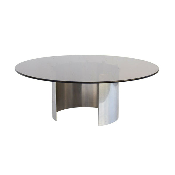 Aluminum Smoked Glass Coffee Table Paul Mayen