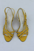 Vintage GAROLINI Vintage Yellow Leather Strappy Heels Sz 6 M ITALY