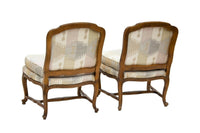 Pair of French Provincial Slipper Chairs by Baker Furniture in Silk Ikat