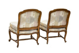 Pair of French Provincial Slipper Chairs by Baker Furniture in Silk Ikat