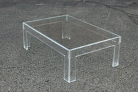 Thick Lucite Coffee Table With a Rectangular Form after Charles Hollis Jones 48 x 32