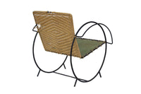 Iron Hoop Chair with Canvas Seat and Wicker Back- Unknown Designer