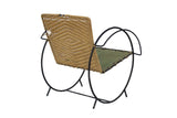 Iron Hoop Chair with Canvas Seat and Wicker Back- Unknown Designer
