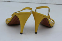 Vintage GAROLINI Vintage Yellow Leather Strappy Heels Sz 6 M ITALY