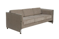 Milo Baughman Style Velvet Chrome Frame Sofa Selig Monroe 84 in