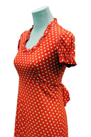 Vintage 1970s Minnie Mouse Dress Long Polka Dot Ruffle Dress Jersey Fits Size 4