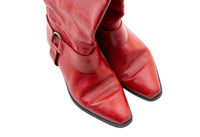 Vintage Italian Made Red Leather Harness Boots by Marc Alpert Maria Pia Sz 7.5