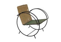 Iron Hoop Chair with Canvas Seat and Wicker Back- Unknown Designer
