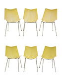 Paul McCobb Faceted Form Origami Yellow Fiberglass Dining Chairs, S/6 by St John