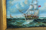 Painting of a Seafaring Ship in Biggs & Sons Frame