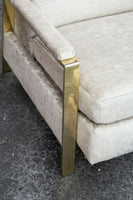 Milo Baughman Style Brass Frame Recliner by Bradington Young