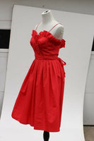 Vintage Red Satin Ruffled Betty Boop Dancing Emoji Dress Size 0-2