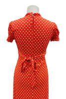 Vintage 1970s Minnie Mouse Dress Long Polka Dot Ruffle Dress Jersey Fits Size 4