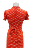 Vintage 1970s Minnie Mouse Dress Long Polka Dot Ruffle Dress Jersey Fits Size 4