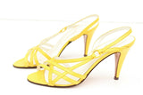 Vintage GAROLINI Vintage Yellow Leather Strappy Heels Sz 6 M ITALY