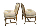 Pair of French Provincial Slipper Chairs by Baker Furniture in Silk Ikat