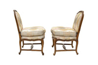 Pair of French Provincial Slipper Chairs by Baker Furniture in Silk Ikat