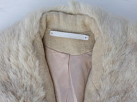 American Bazaar Wool Belted Wrap Trench Jacket Genuine Fur Shawl Collar Sz M 6-8
