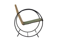 Iron Hoop Chair with Canvas Seat and Wicker Back- Unknown Designer