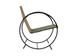 Iron Hoop Chair with Canvas Seat and Wicker Back- Unknown Designer