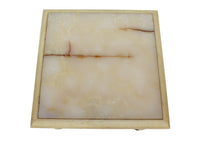 Vintage Square X Base Onyx Top Side Drinks Table