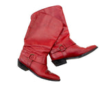 Vintage Italian Made Red Leather Harness Boots by Marc Alpert Maria Pia Sz 7.5