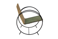 Iron Hoop Chair with Canvas Seat and Wicker Back- Unknown Designer