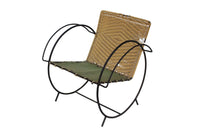 Iron Hoop Chair with Canvas Seat and Wicker Back- Unknown Designer