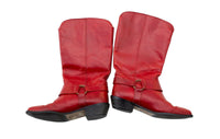 Vintage Italian Made Red Leather Harness Boots by Marc Alpert Maria Pia Sz 7.5