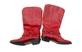 Vintage Italian Made Red Leather Harness Boots by Marc Alpert Maria Pia Sz 7.5