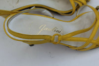 Vintage GAROLINI Vintage Yellow Leather Strappy Heels Sz 6 M ITALY