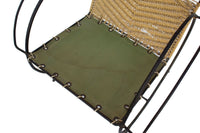 Iron Hoop Chair with Canvas Seat and Wicker Back- Unknown Designer