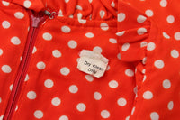 Vintage 1970s Minnie Mouse Dress Long Polka Dot Ruffle Dress Jersey Fits Size 4