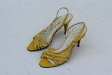 Vintage GAROLINI Vintage Yellow Leather Strappy Heels Sz 6 M ITALY
