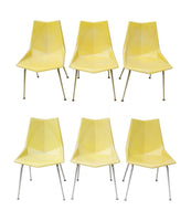 Paul McCobb Faceted Form Origami Yellow Fiberglass Dining Chairs, S/6 by St John