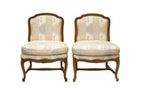 Pair of French Provincial Slipper Chairs by Baker Furniture in Silk Ikat