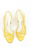 Vintage GAROLINI Vintage Yellow Leather Strappy Heels Sz 6 M ITALY