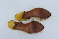 Vintage GAROLINI Vintage Yellow Leather Strappy Heels Sz 6 M ITALY