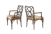 Faux Bamboo Hollywood Regency Armchairs, pair