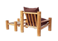Hand Hewn Pine Log Armchair and Ottoman