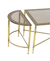 Neoclassical 3 pc Bunching Cocktail Table in Brass after Maison Jansen