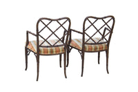 Faux Bamboo Hollywood Regency Armchairs, pair