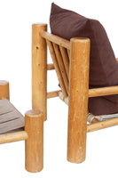 Hand Hewn Pine Log Armchair and Ottoman