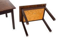 Pair of Single Drawer Nightstands in Rosewood and Walnut