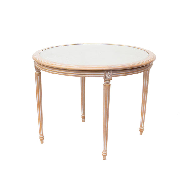 Italian Dining Table with Caned Top and Fluted Legs