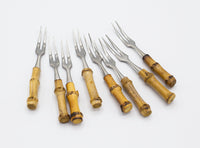 Japanese Made Bamboo Handled Cocktail Forks, S/8
