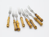 Japanese Made Bamboo Handled Cocktail Forks, S/8