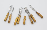 Japanese Made Bamboo Handled Cocktail Forks, S/8