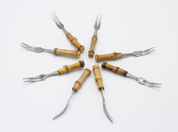 Japanese Made Bamboo Handled Cocktail Forks, S/8