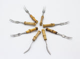 Japanese Made Bamboo Handled Cocktail Forks, S/8